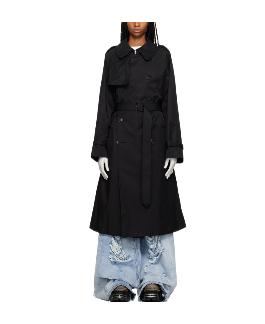 Vetements Black Double-breasted Trench Coat In Black