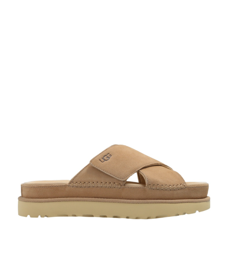 Ugg Goldenstar Cross Slides In Nude