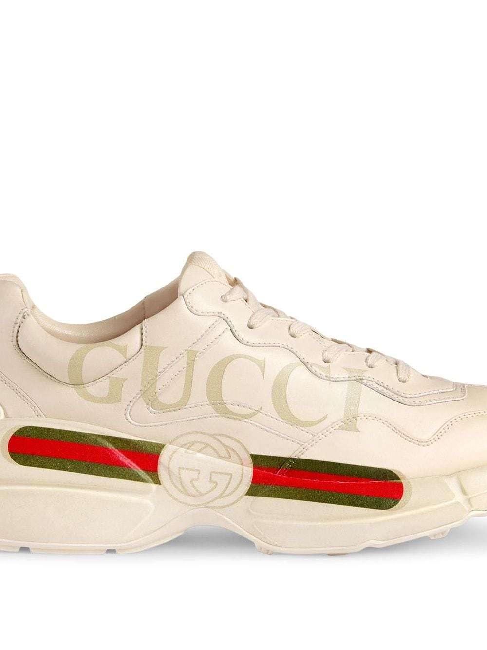 Shop Gucci Men's Rhyton Sneaker With Logo In Nude