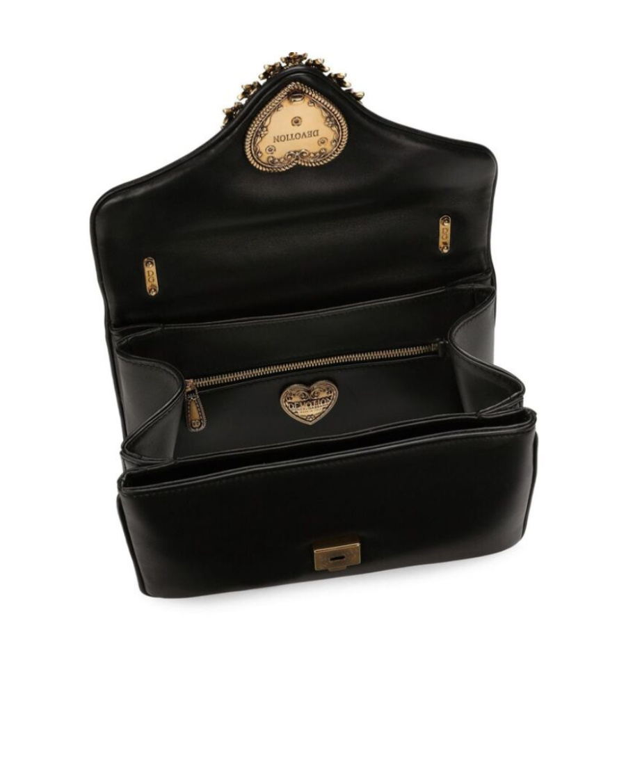 Dolce & Gabbana Medium Devotion Leather Crossbody Bag In Black
