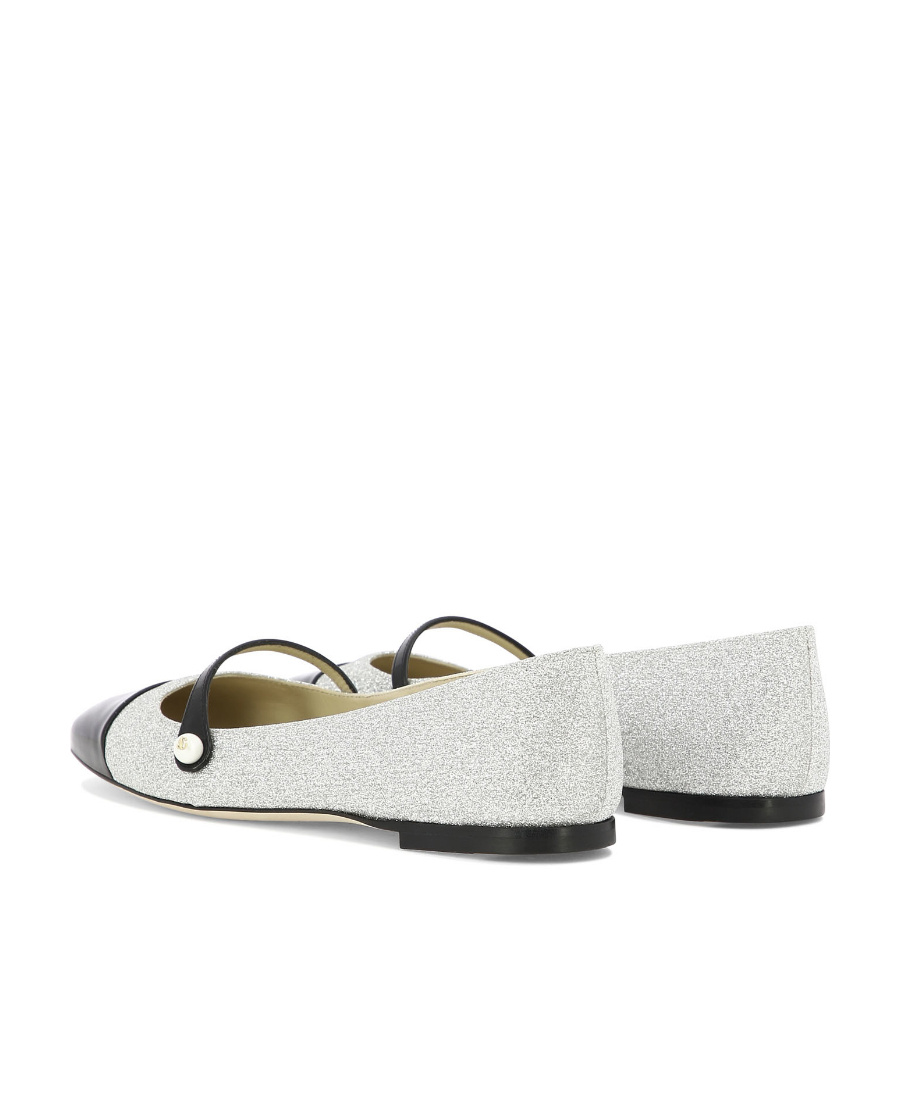 Jimmy Choo Elisa Leather Ballerina Shoes In White