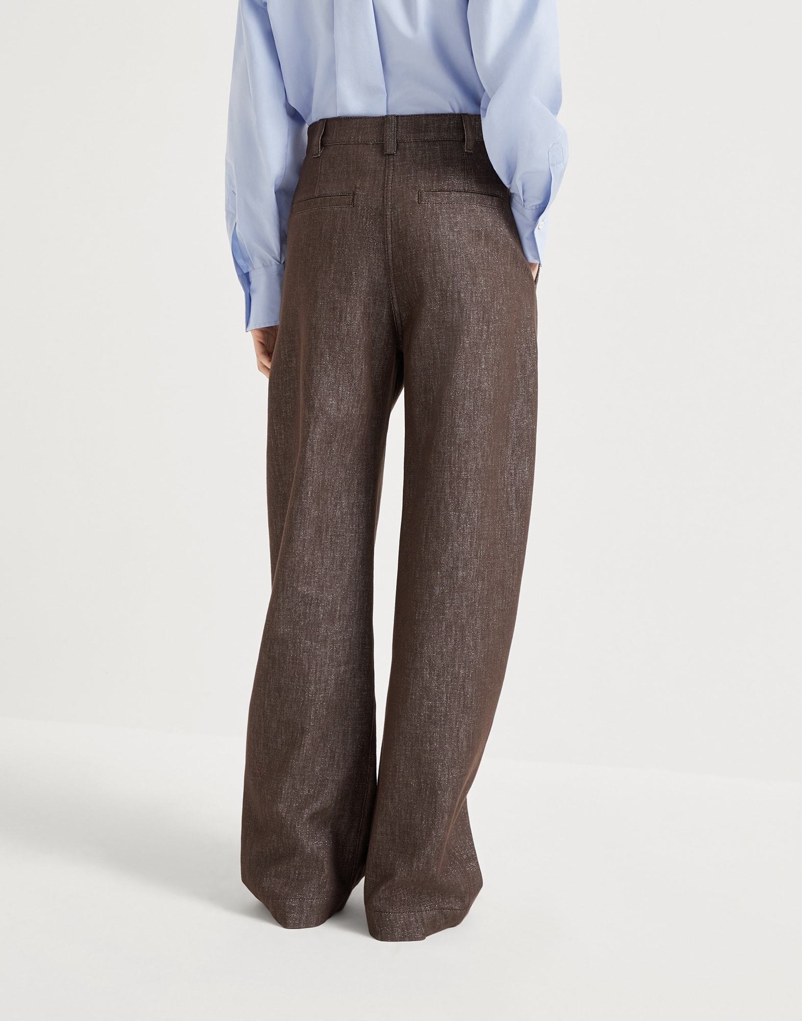 Brunello Cucinelli Women Denim Trousers With Lurex Profile In Brown
