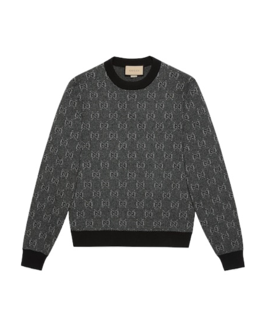 Gucci Gg Shadow Wool Sweater In Gray