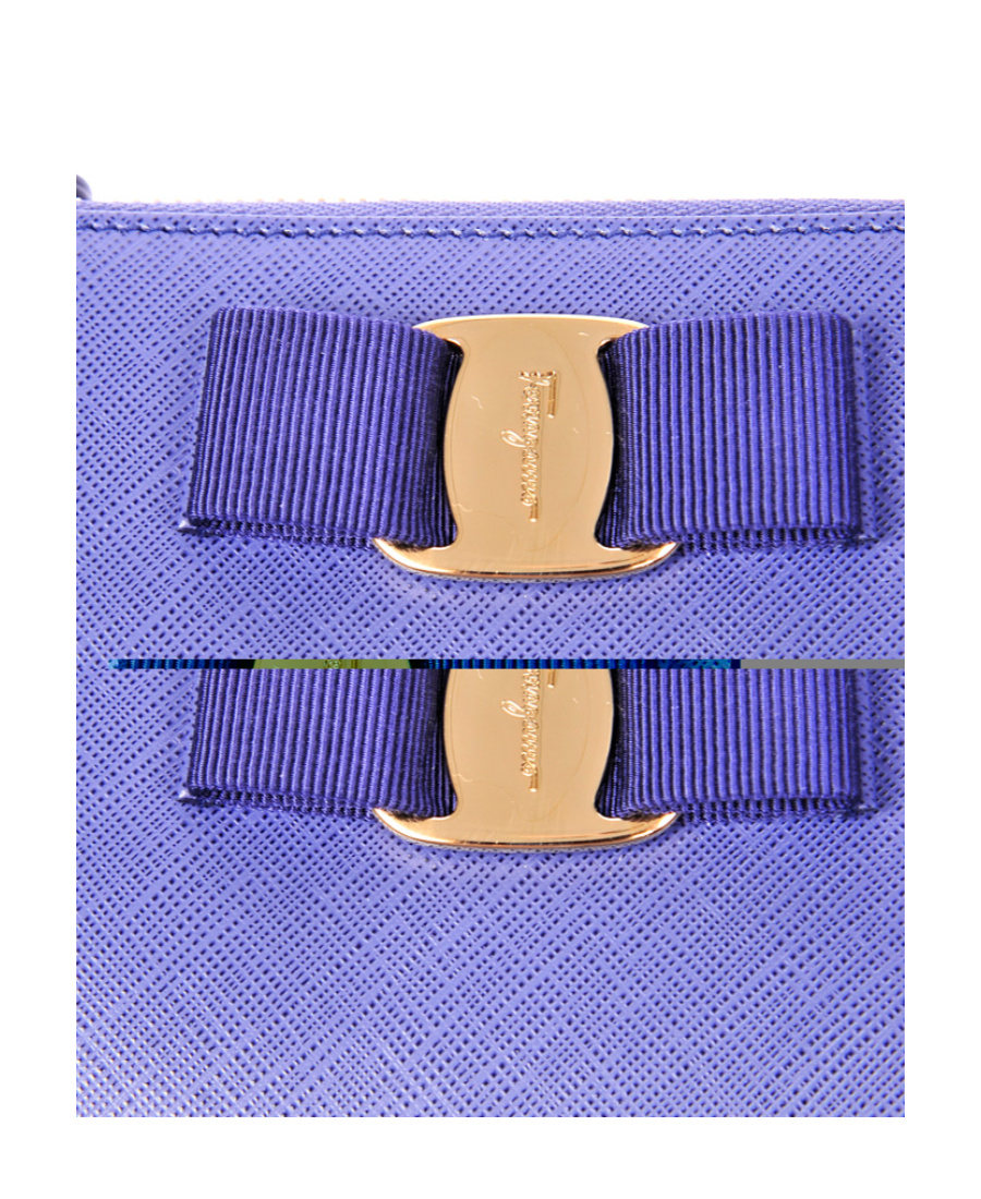 Ferragamo Bow Details Logo Wallet In Blue