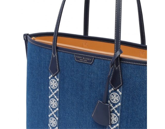 Tory Burch Perry Denim Tote Bag In Blue