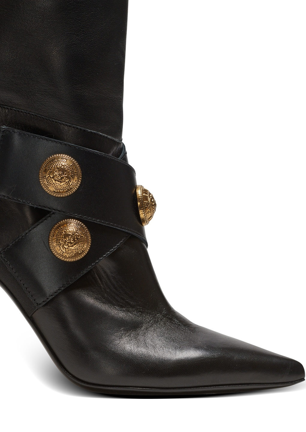 Balmain Leather Alma Boots With Jewel Buttons In Black