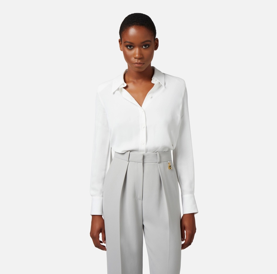 Elisabetta Franchi Semi-sheer Voile Shirt In White