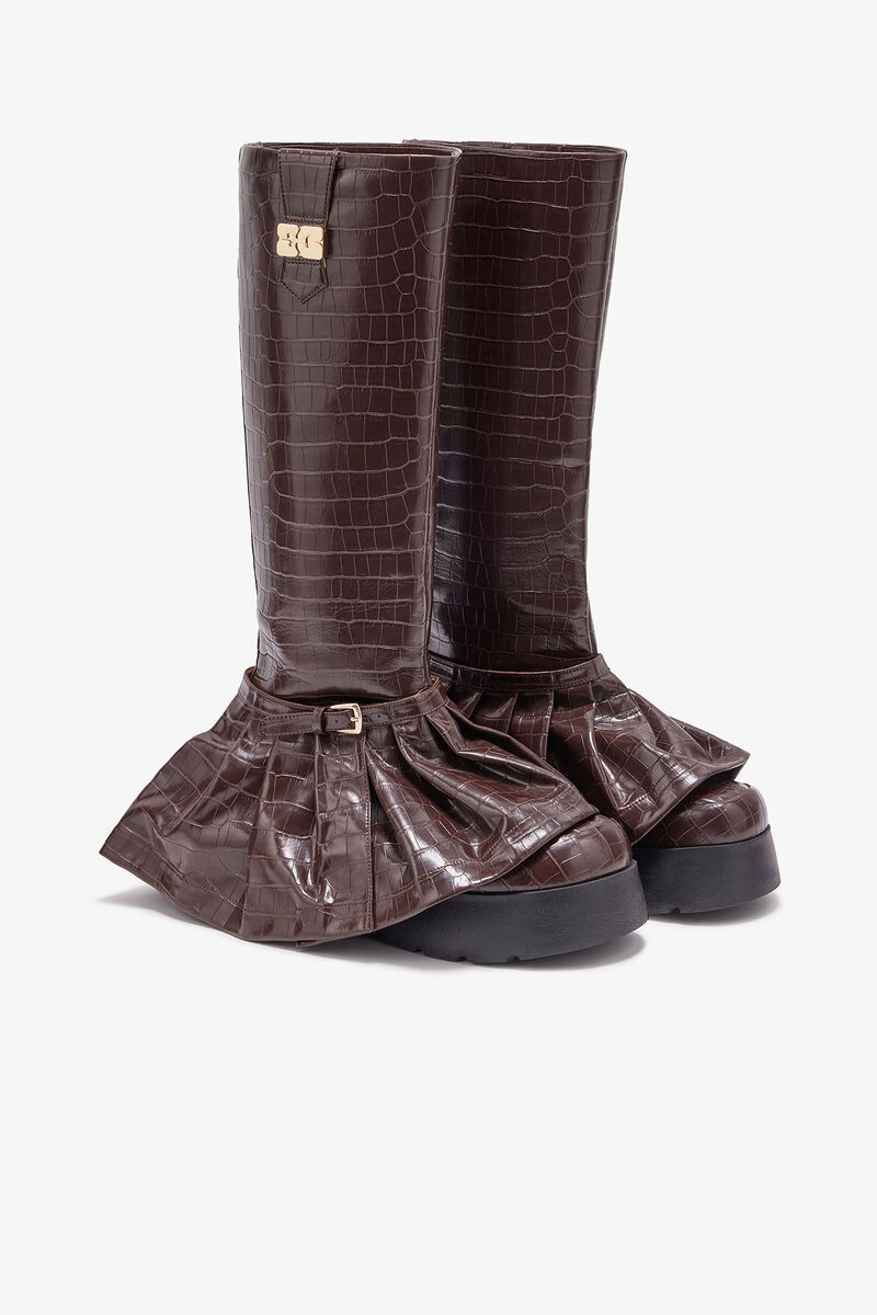 Ganni Kat High Boots In Croco In Multi