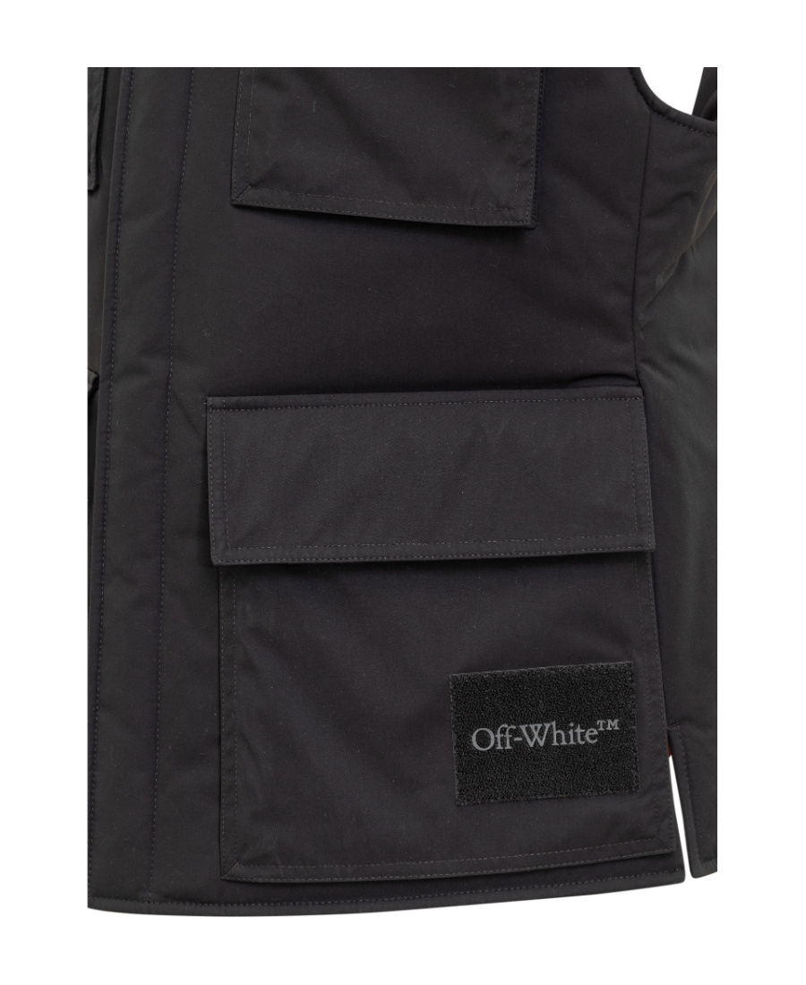 Off-white Wave Tag Padded Vest In Black