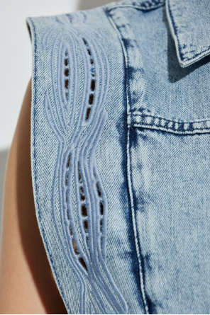 Iro Rosye Broderie-anglaise Denim Jacket In Blue