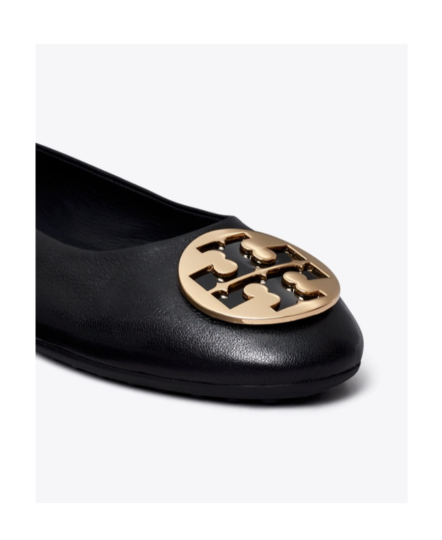 Tory Burch Leather Ballerinas With Metal Logo On The Front In Multi