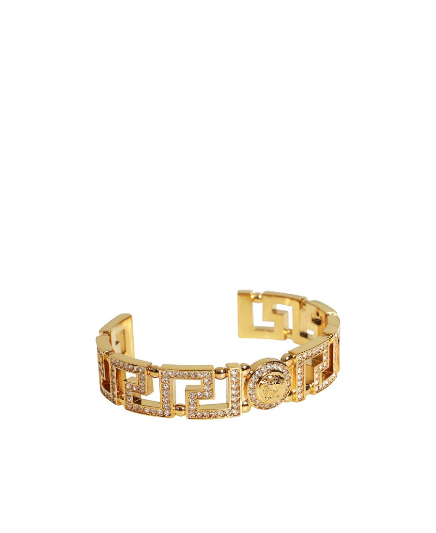 Versace Greca Tribute Medusa Cuff Bracelet In Yellow
