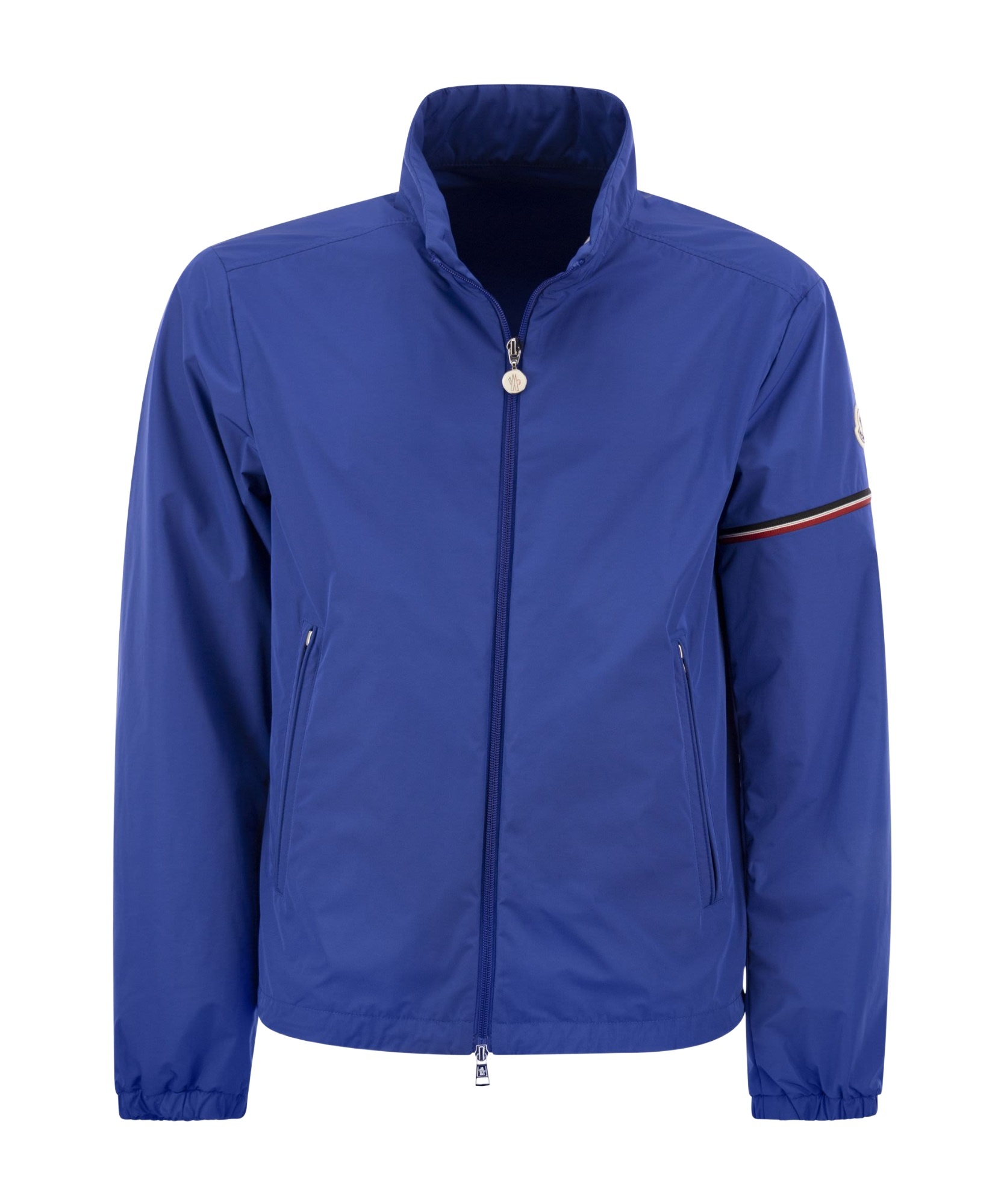 Moncler High Neck Zip-up Jacket In Blue