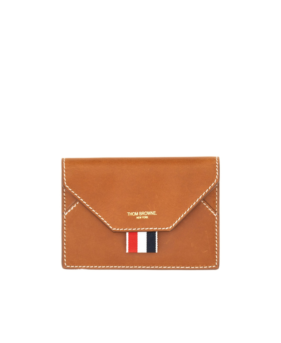 Thom Browne Envelope Leather Cardholder In Orange