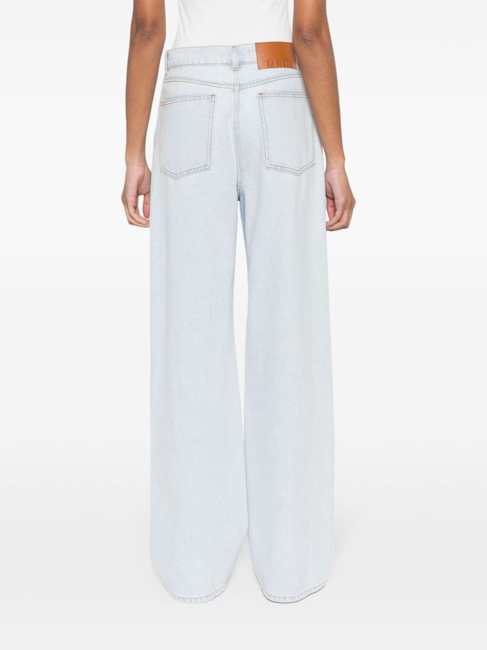 Msgm Wide-leg Washed Denim Trousers In White