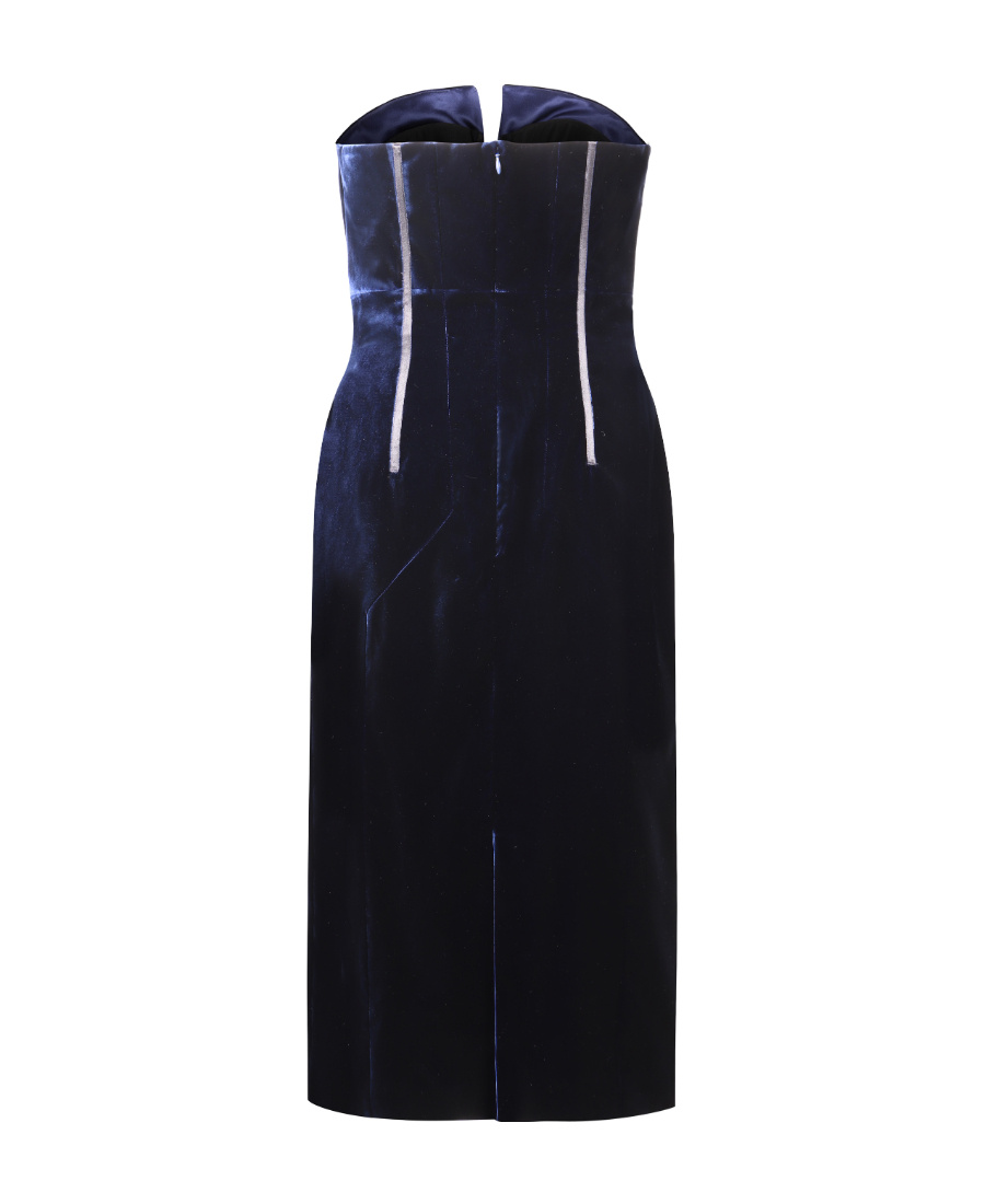 Shop Tom Ford Strapless Velvet Midi Dress In Black