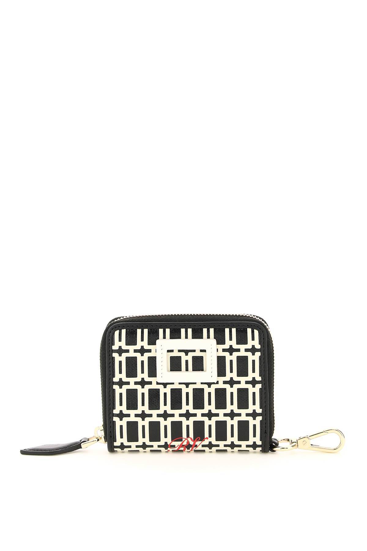 Roger Vivier Logo Pattern Zipper Wallet In Black