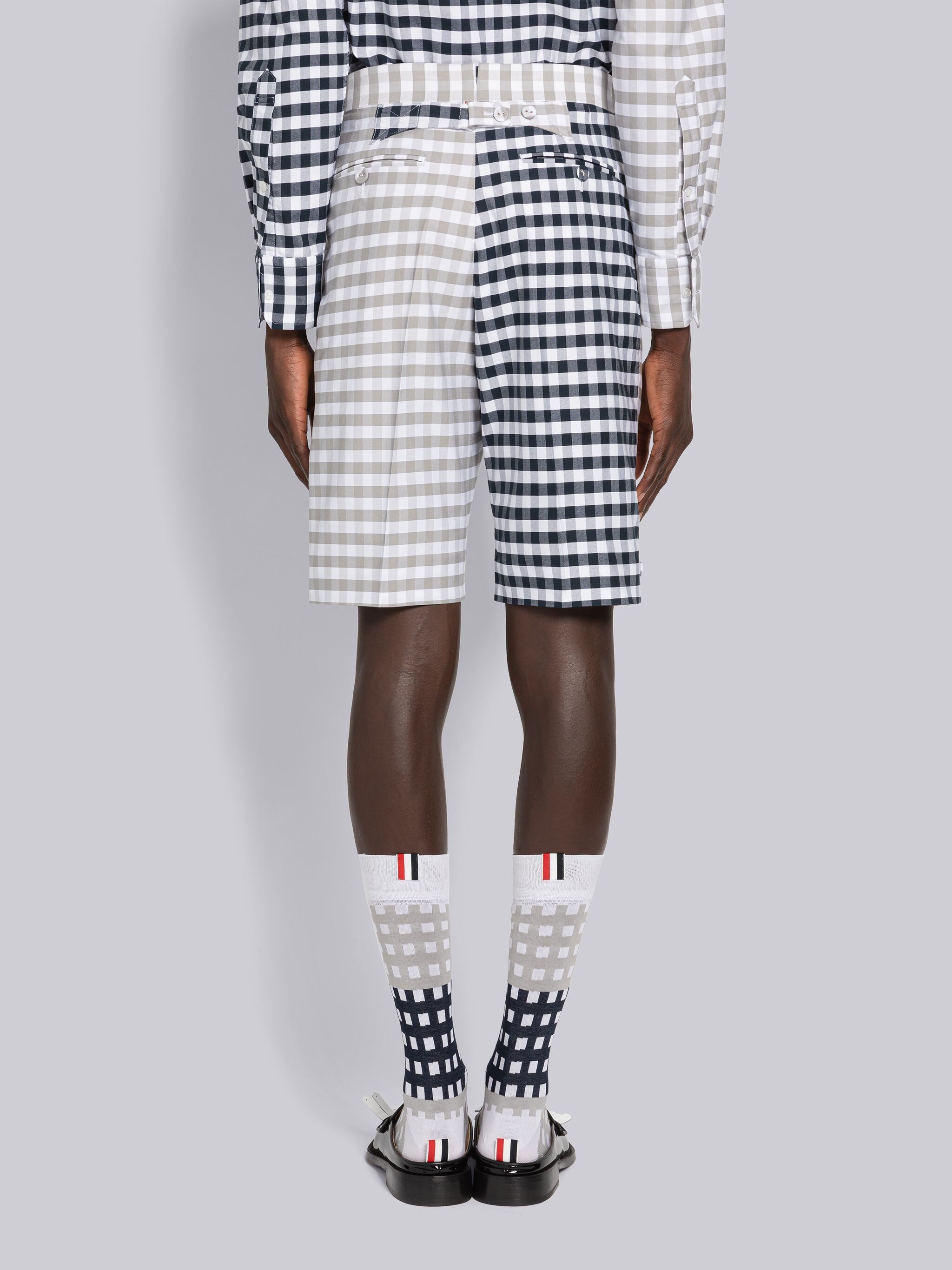 Thom Browne Gingham Check Tailored Shorts In White