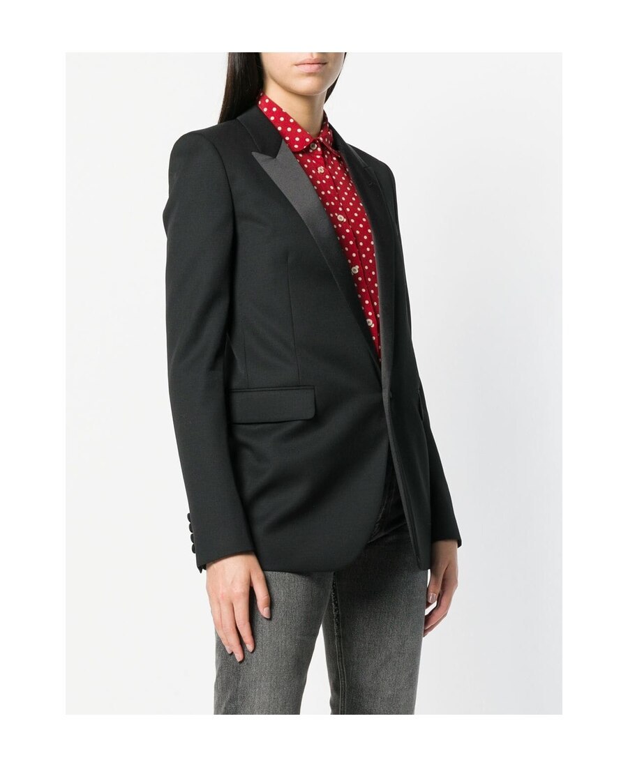 Saint Laurent Wool Gabardine Classic Blazer In Black