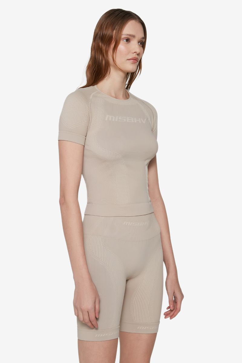 Misbhv Logo-lettering Cropped Top In Nude