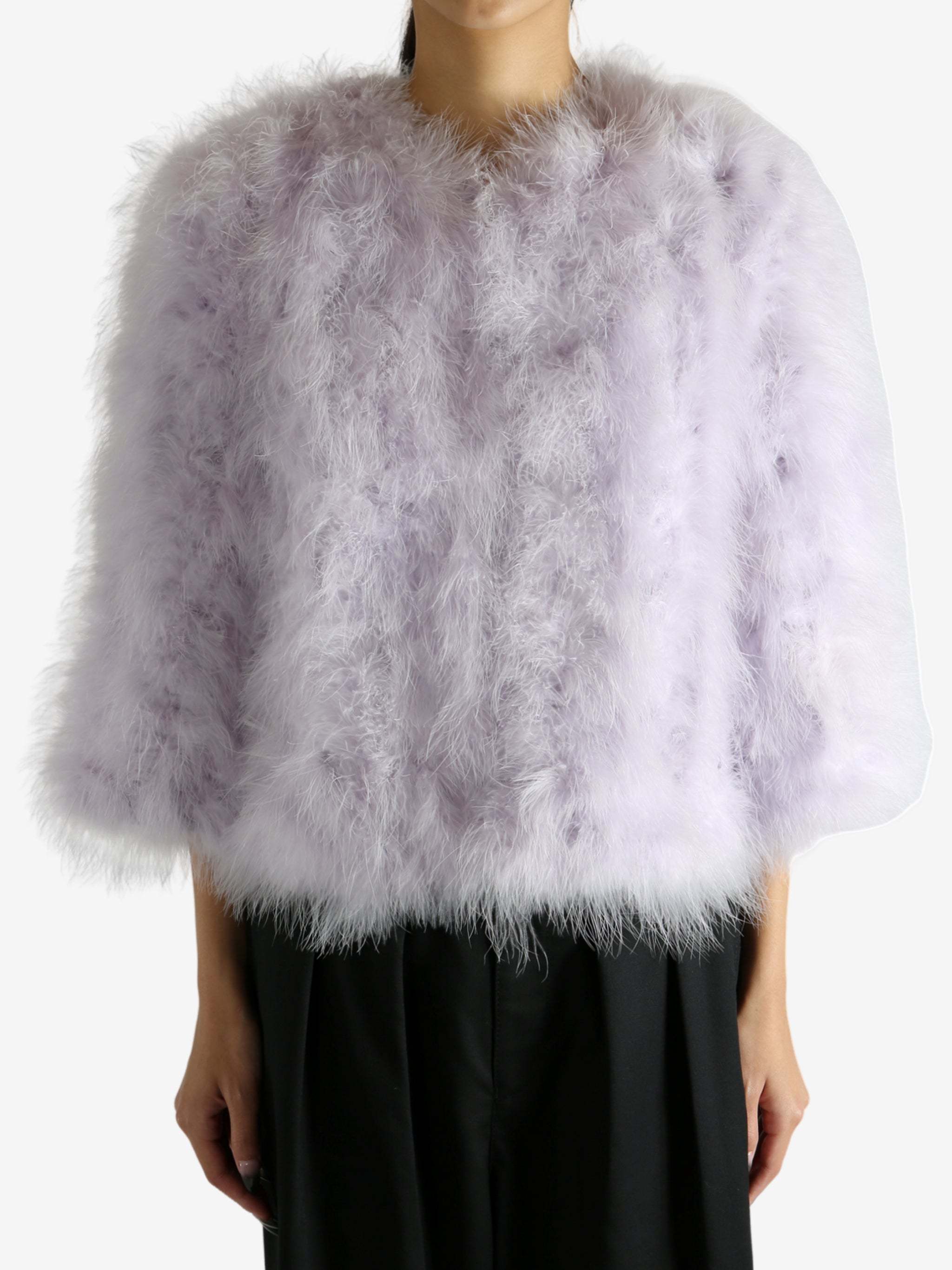 Yves Salomon Feather Jacket In Gray