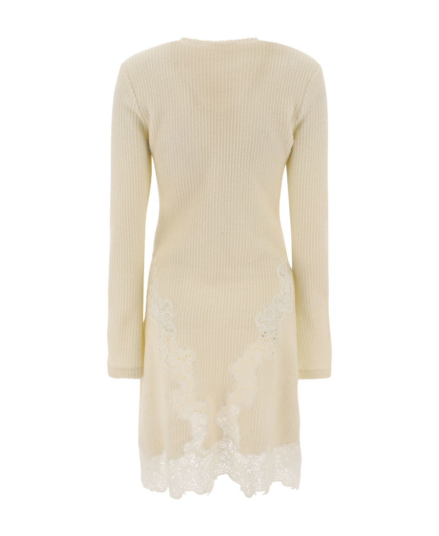 Chloé Ribbed-knit Wool Minidress In Nude