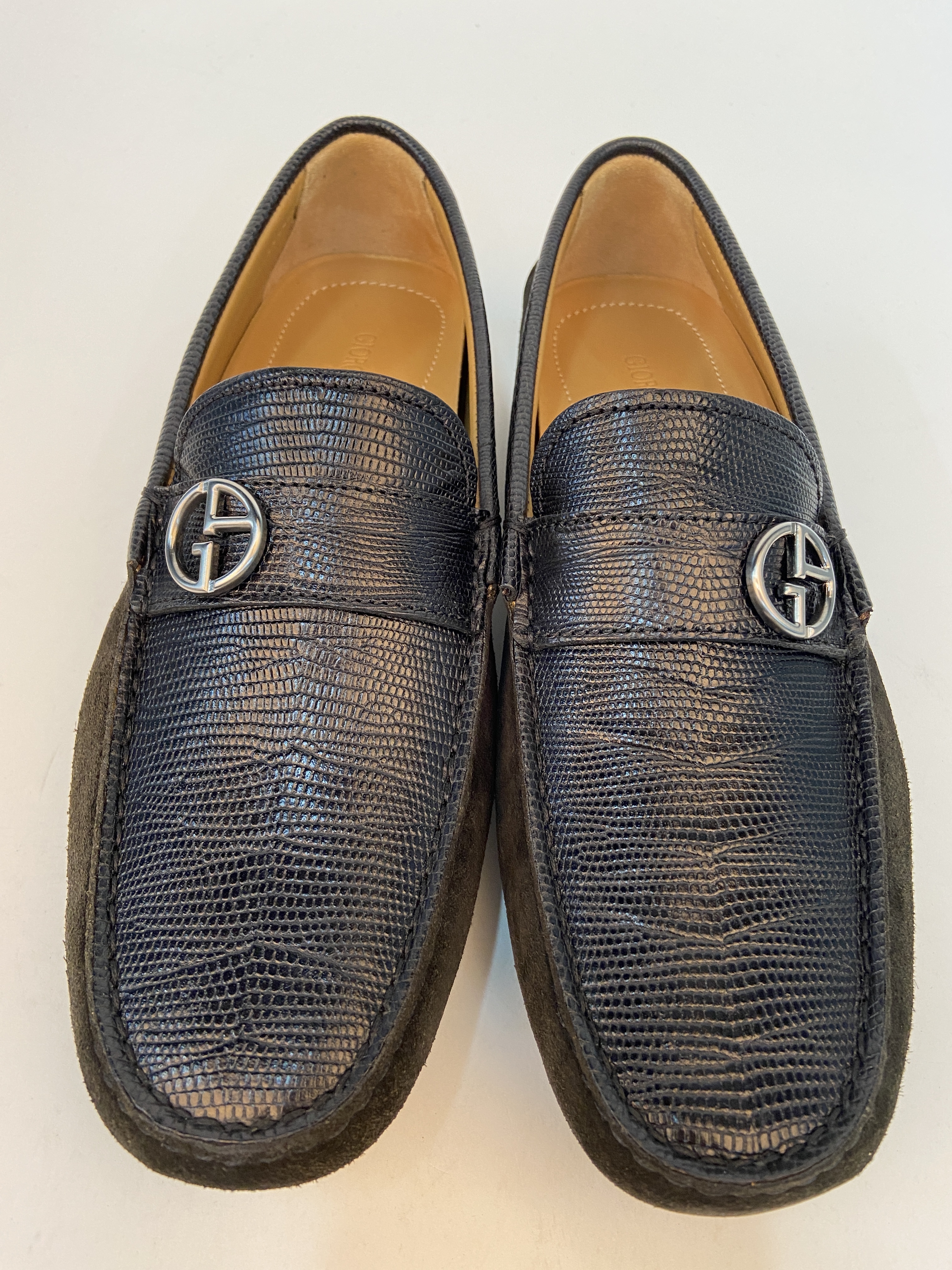Giorgio Armani Logo Leisure Business Shoes In Black