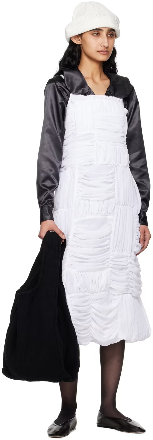 Comme Des Garçons Pleated Mid-length Dress In White