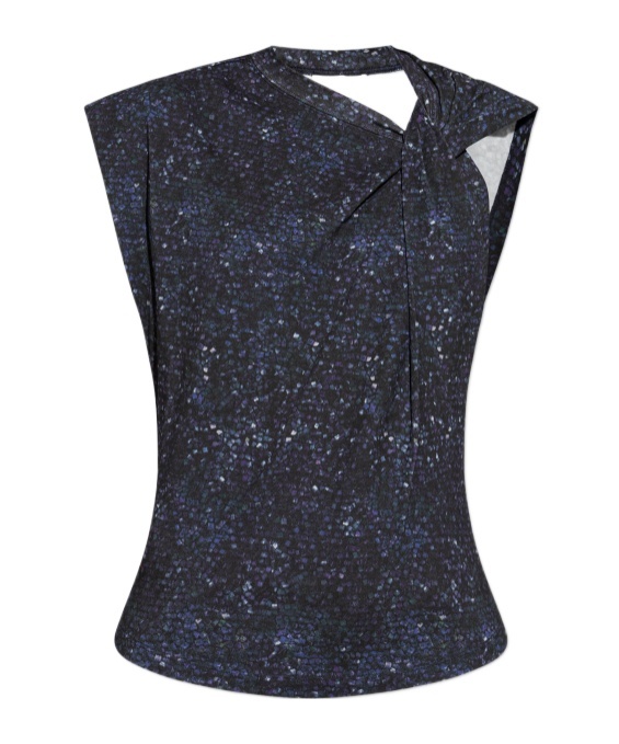 Isabel Marant Nayda Asymmetrical T-shirt With Midnight Blue Print Women In Blue