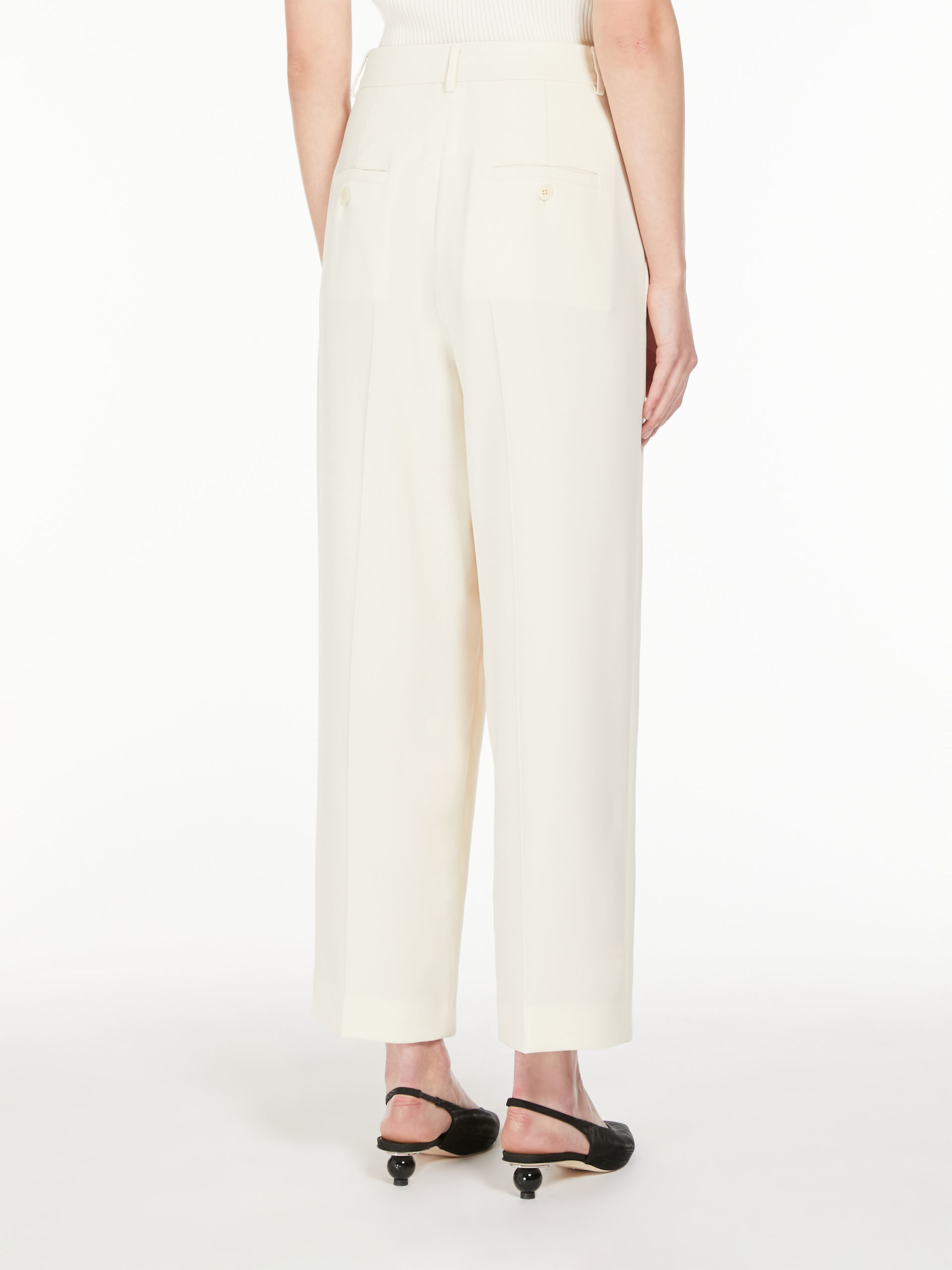 Weekend Max Mara Belt Loop Wool Casual Pants In White
