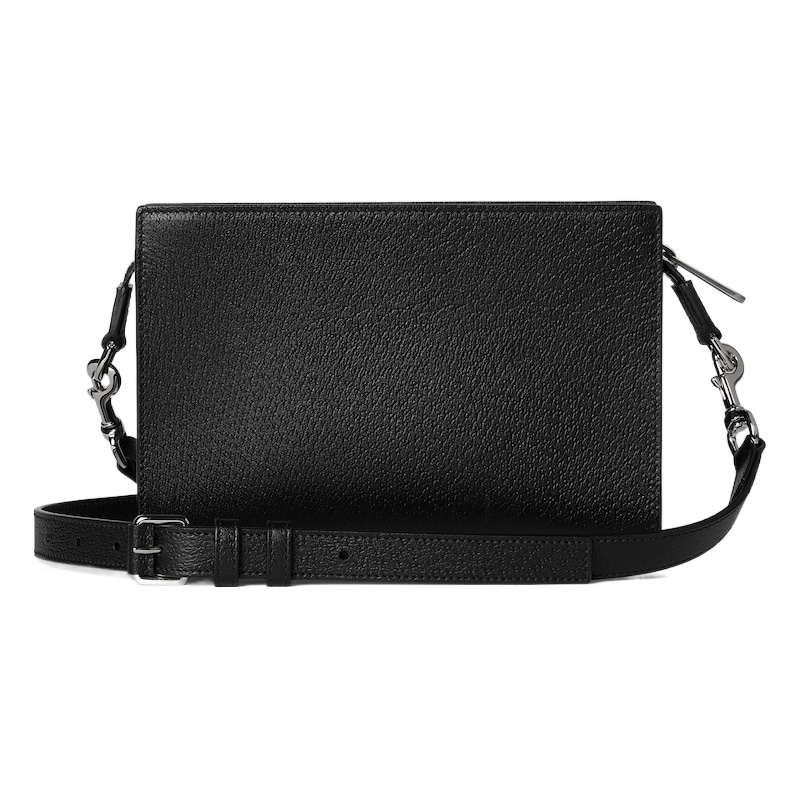 Gucci Super Mini Gg Leather Crossbody Bag In Black