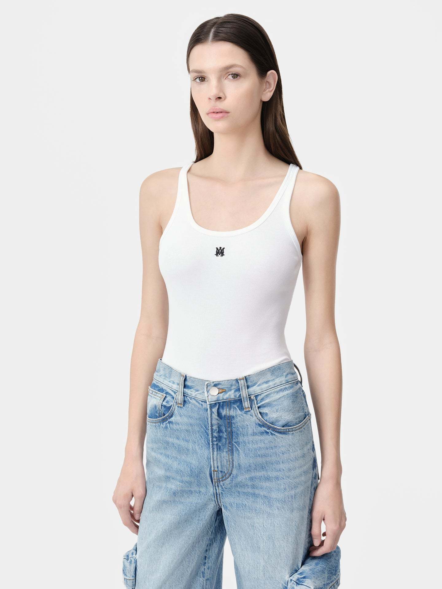 Amiri Ma Embroidered Rib Vest In White