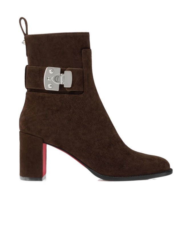 Christian Louboutin Booty Lock Suede Heeled Boots 70 In Black