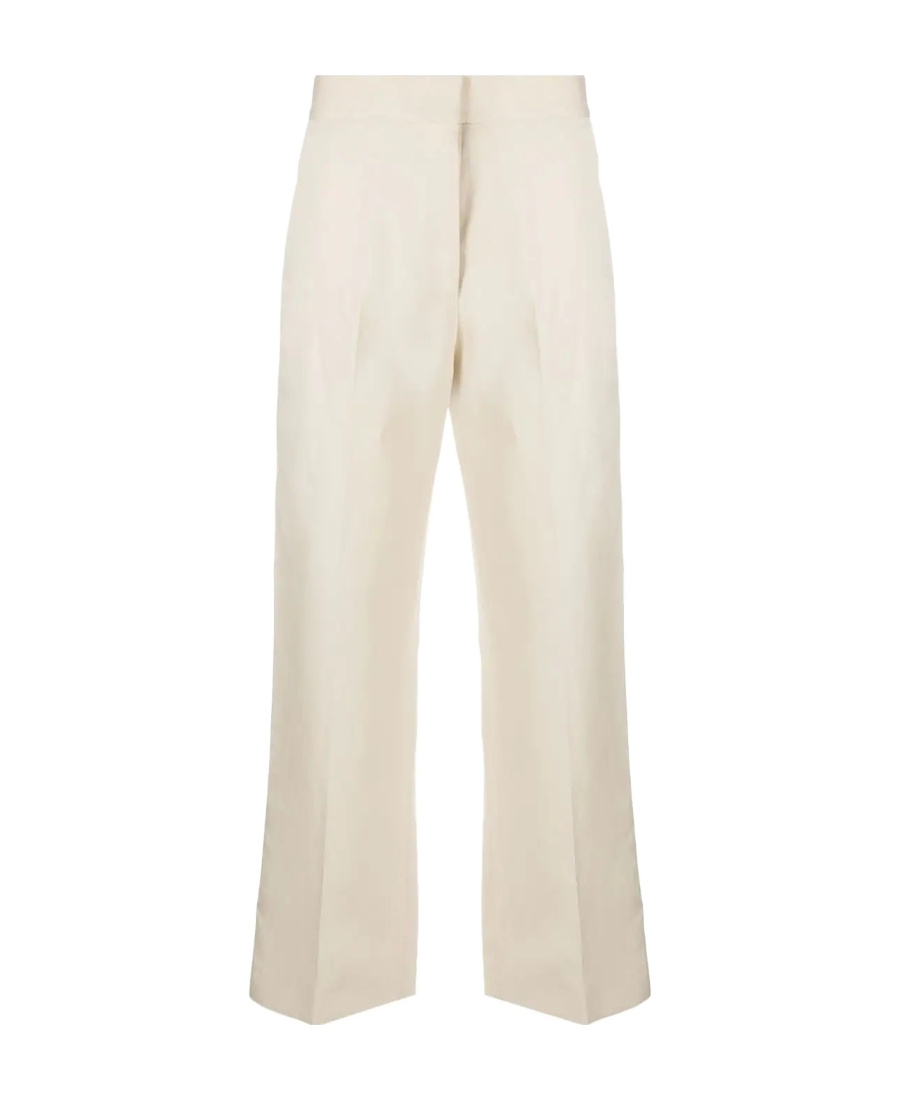 Msgm High-waisted Relaxed-fit Trousers In White