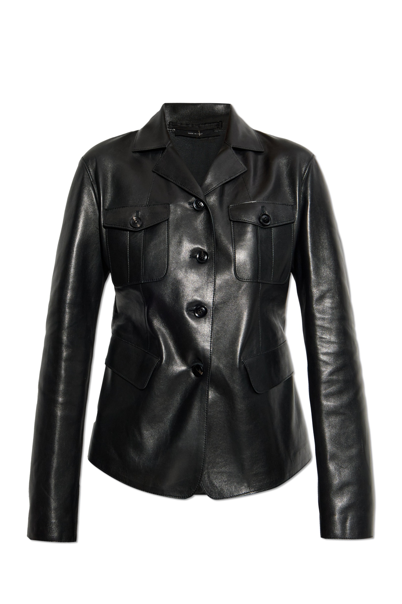 Tom Ford Long-sleeved Leather Jacket In Black
