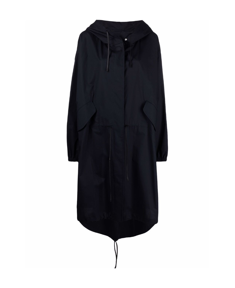 Jil Sander Logo-print Hooded Raincoat In Black