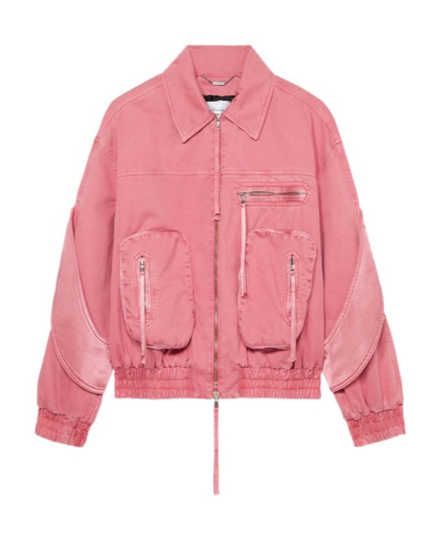 Blumarine Satin-inserts Bomber Jacket In Pink