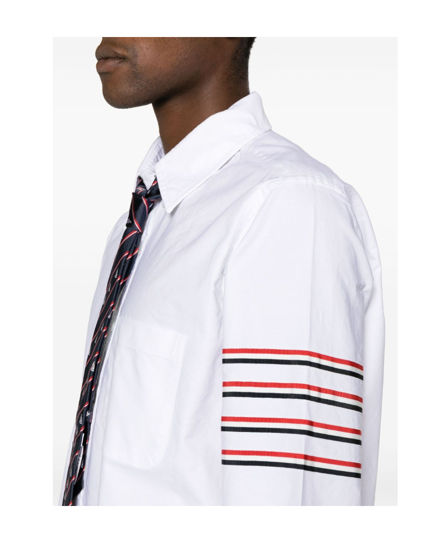 Thom Browne 4-bar Long-sleeve Cotton Shirt In White