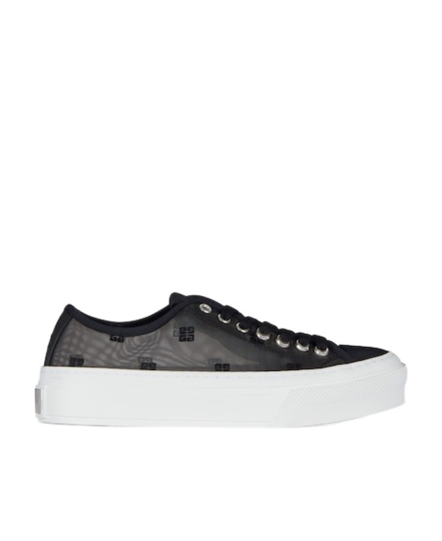 Givenchy Black City Sneakers In 4g Transparent Mesh In White