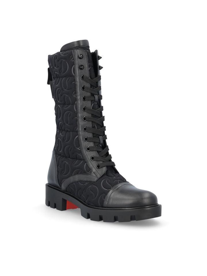 Christian Louboutin Logo Embossed Boots In Black