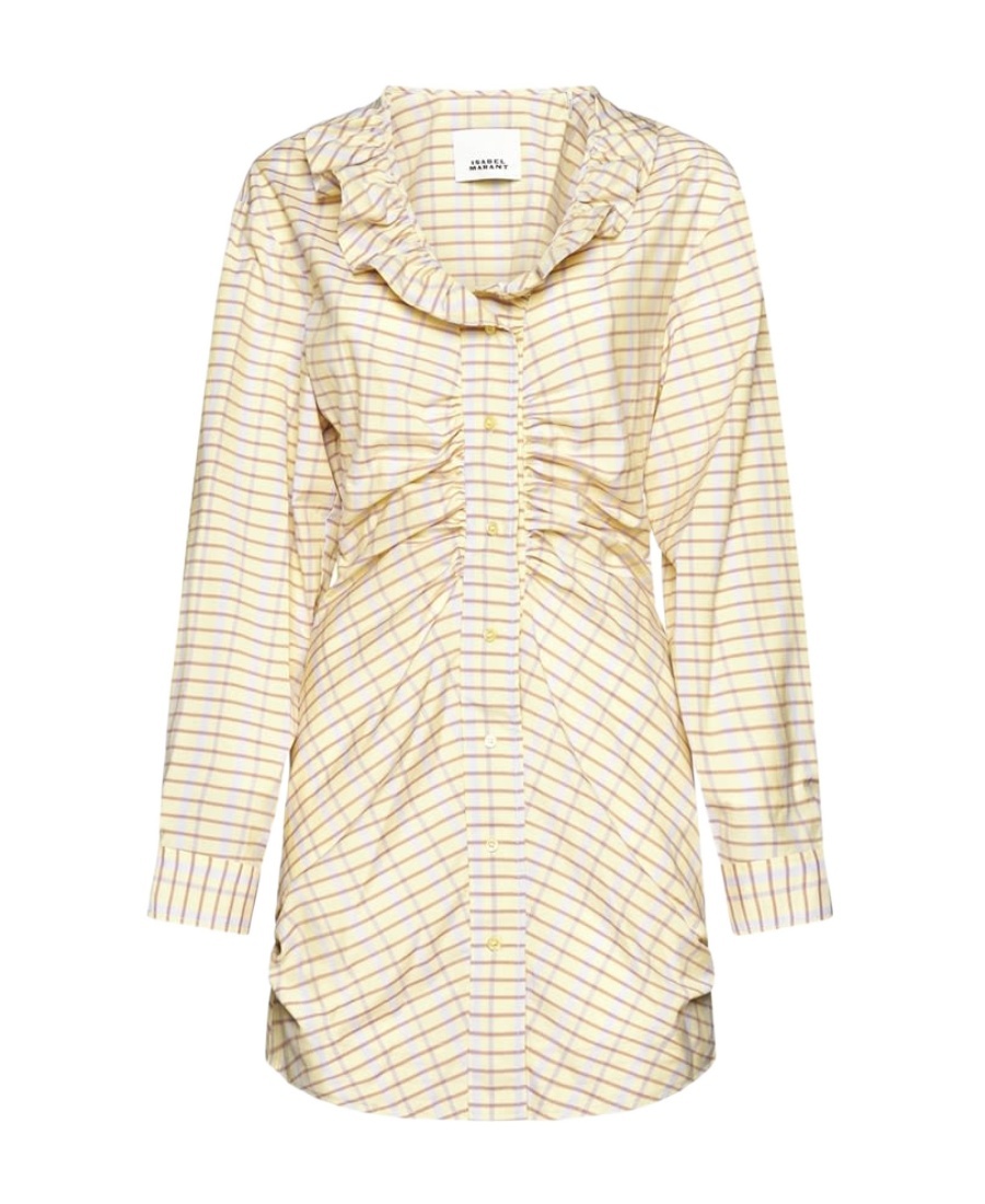 Isabel Marant Coral Checked Cotton And Silk Minidress In Nude