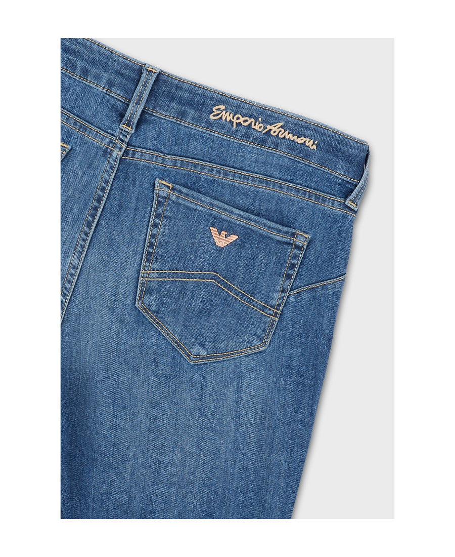 Emporio Armani Embroidered-logo Skinny Jeans In Blue