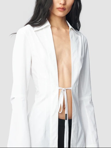 Ann Demeulemeester Linsey Open Front Poplin Shirt In White