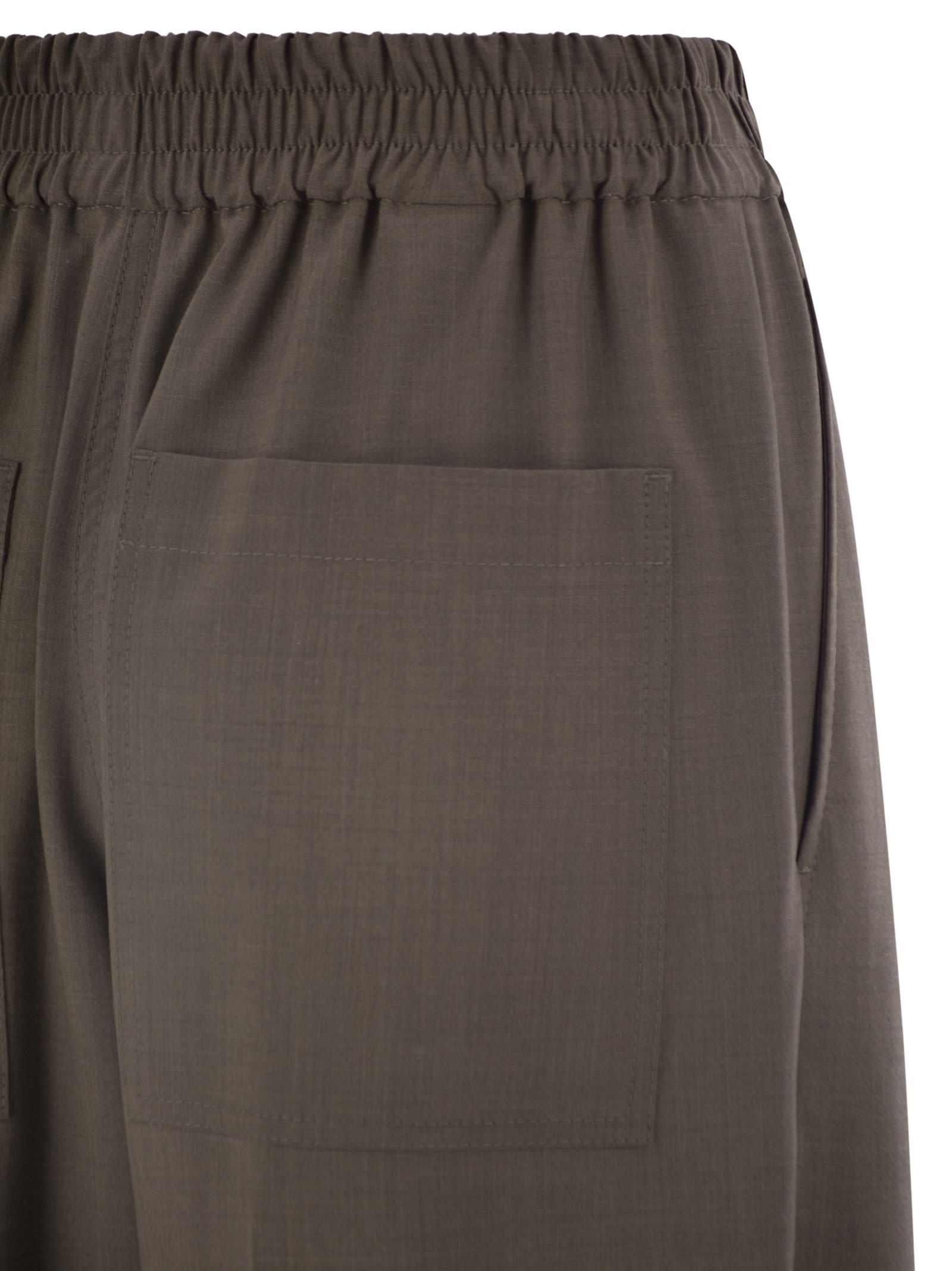 Brunello Cucinelli Elastic Waist Casual Pants In Brown