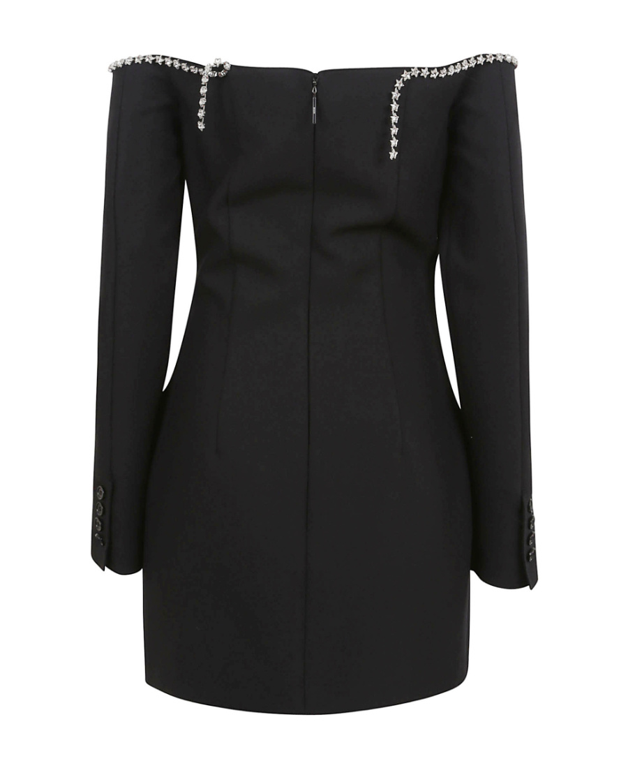 Msgm Crystal-embellished Mini Dress In Black