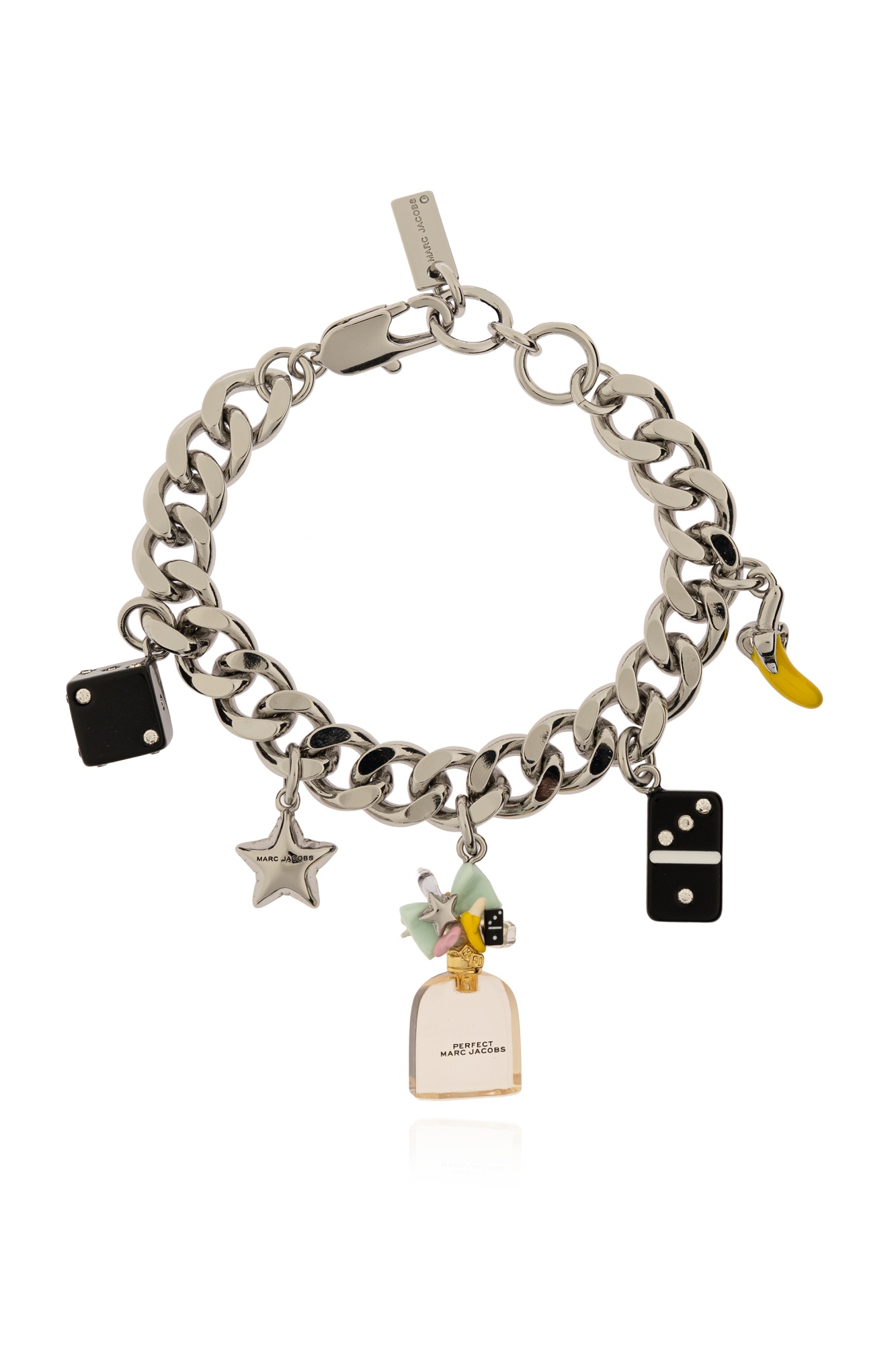 Marc Jacobs Charm Link Bracelet Silver Tone In Yellow