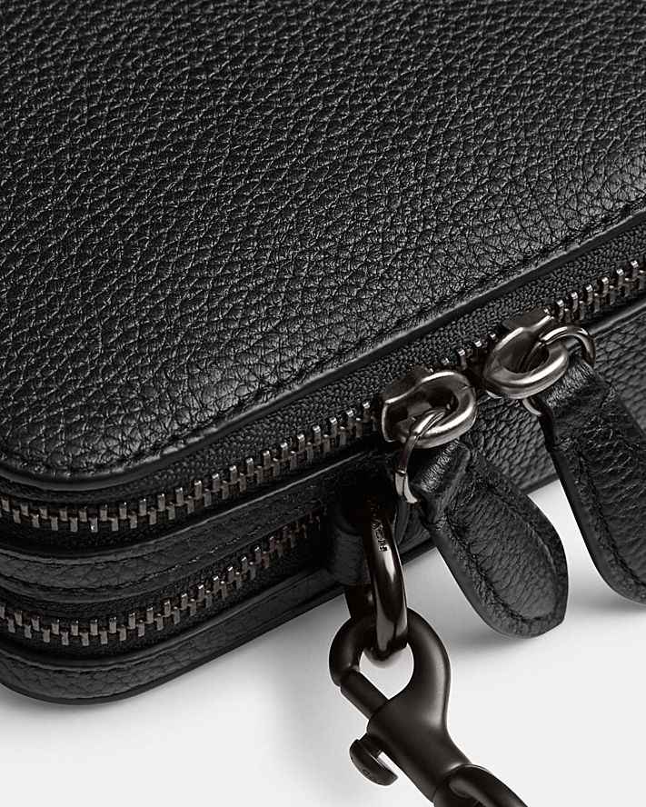 Coach Charter Leather Cross Body Bag In Black