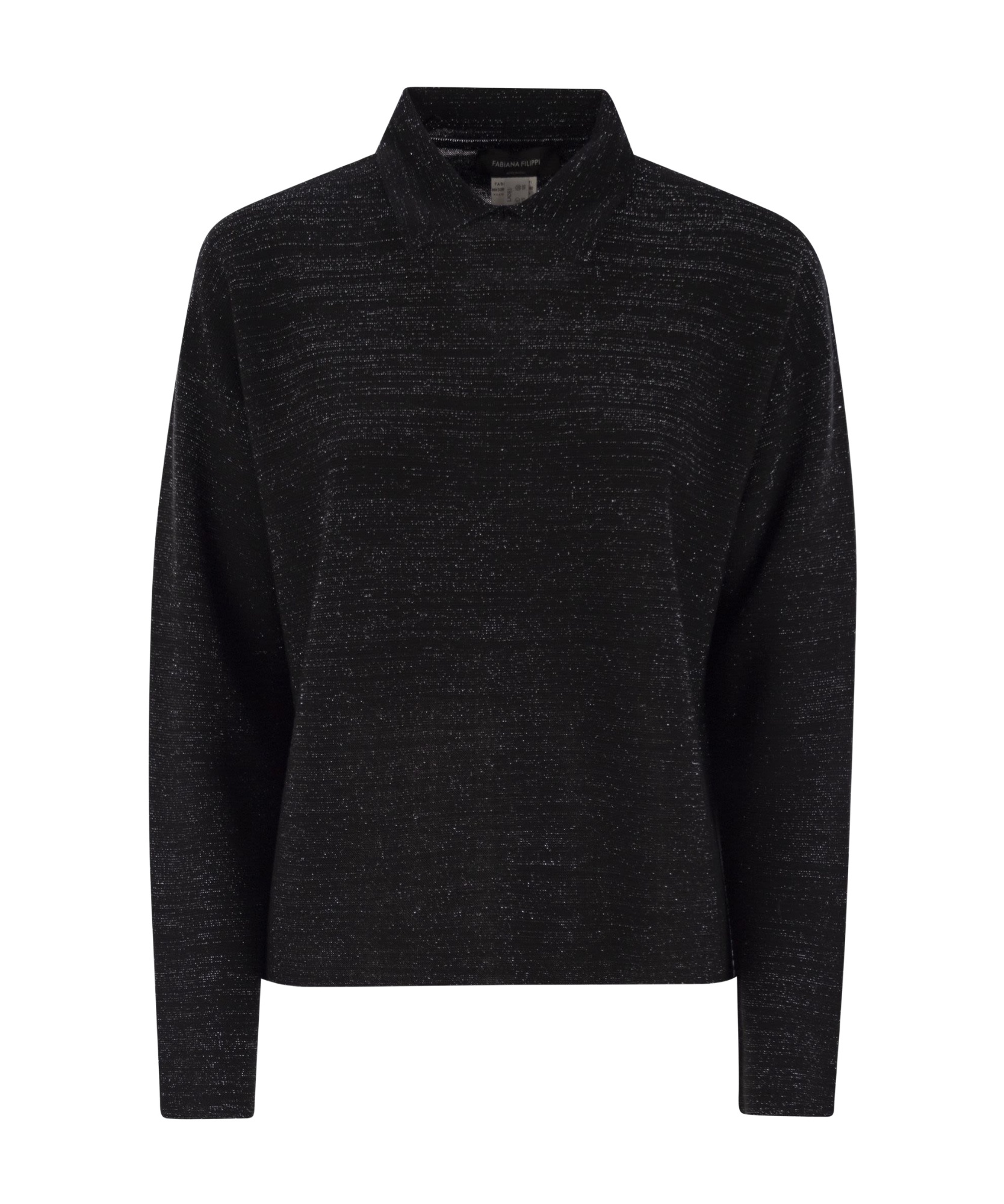 Fabiana Filippi Women's Cotton And Lurex Polo Neck Sweater In Black