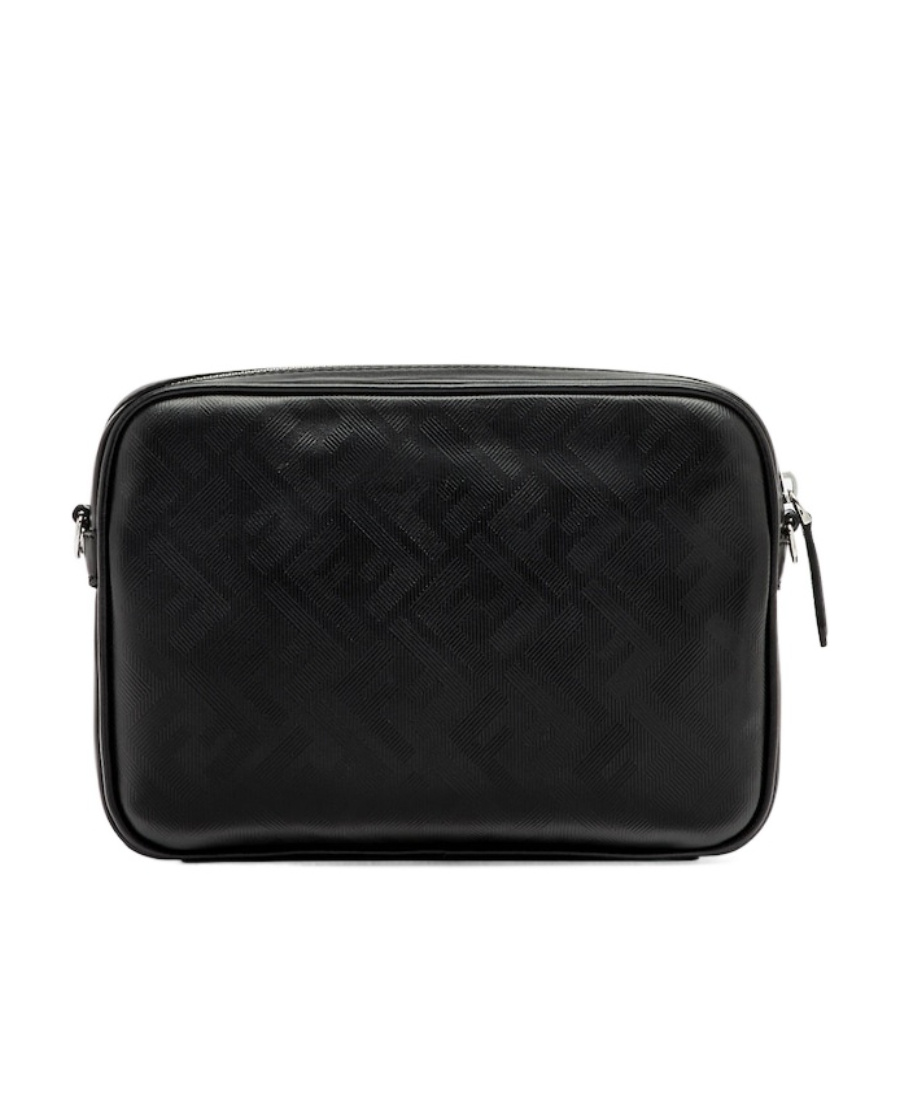 Fendi Shadow Diagonal Leather Messenger Bag In Black