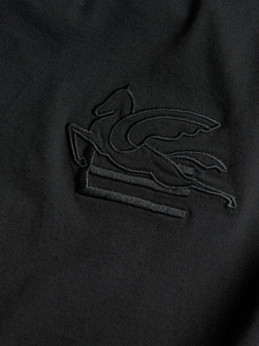 Etro Pegaso Embroidered T-shirt Short Sleeves In Black